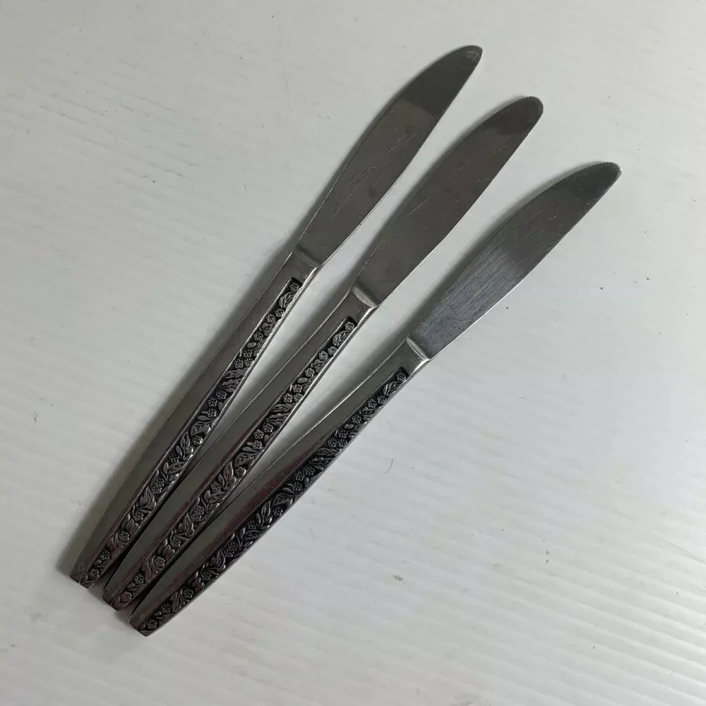 Vintage Coventry Bouquet Stainless Steel Lot of 3 Knives Flatware Japan